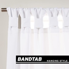 Best Home Fashion Thermal Insulated Blackout Bandtab/Knotted Tab Curtains -White - 52" W X 84" L