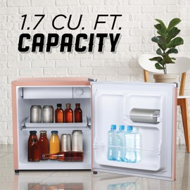 ICEBOX 1.7 Cu. Ft. Compact Refrigerator, ENERGY STAR Certified Small Refrigerator, Single Door Mini Fridge with Freezer, R600a Refrigerant,IBCR17BLS, Blush Red