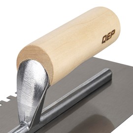 QEP 1/4" x 1/4" x 1/4" Square Notch Carbon Steel Trowel w/Wood Handle
