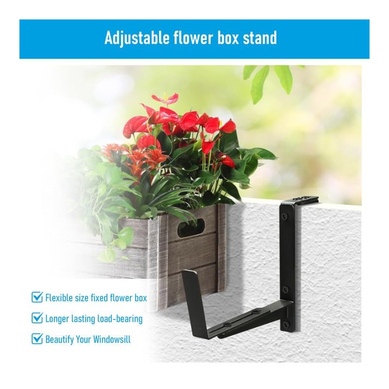 4 Pack Window Box Brackets,Adjustable Planter Box Brackets for Planter