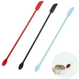 SUZLFTDZSW 3PCS Reptile Spoon, Reptile Powder Fruit Mixing Stirring Food Long Handle Feeding Tool Fit Crested Gecko Gargoyle Bearded Dragon Reptile Feeding Spoon (Silicone 3pcs) (Silicone 3pcs)
