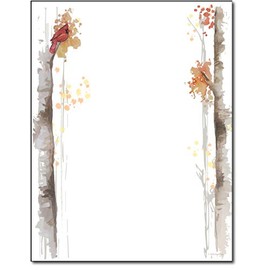 Fall Birch Stationery Paper - 80 Sheets Autumn Letterhead