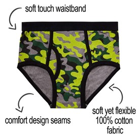 MALLARY BY MATTHEW Boys 100% Cotton Briefs Underwear (8 Pack) Neon Camo Briefs, XXL