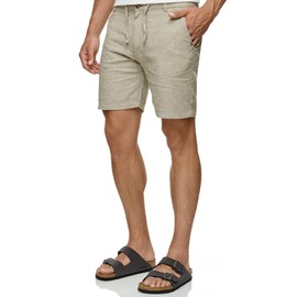 Indicode Herren INErwil Shorts aus Leinen & Baumwolle | Herrenshorts Freizeitshorts Covert Green, XL