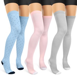 LEVSOX Thigh High Compression Socks for Women 15-20 mmHg Over the Knee Compression Stockings for Men 3 Pair