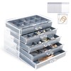 KAMIER Earring Holder Organizer Box with 5 Drawers, Clear Acrylic