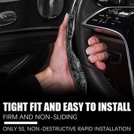 JNNJ Pack of 2 Universal Car Steering Wheel Covers, Non-Slip, Breathable, Durable Steering Wheel Covers, Mahogany Wood Effect, for Car, Van, Truck (Grey)