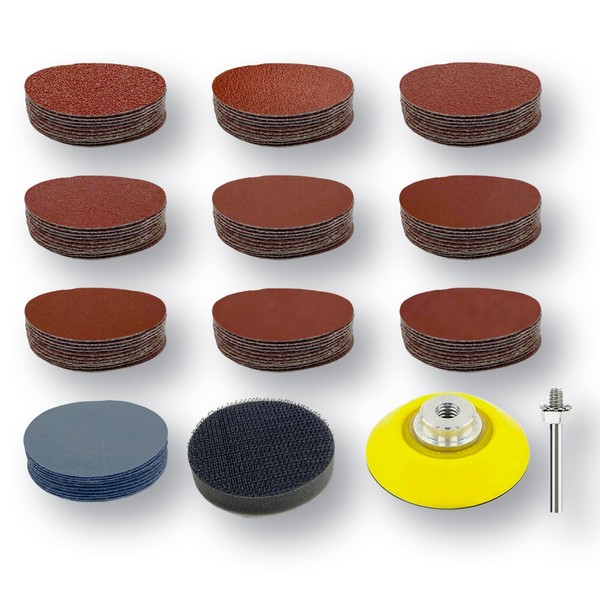 Toowood 200pcs Sanding Discs 50mm, Dustless Hook & Loop Sandpaper,
