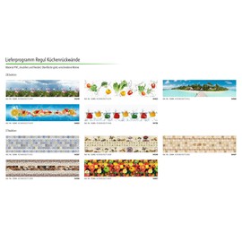 XL Wall Panels Approx. 280 x 65 cm - Sturdy and Easy-Care PVC Panels for Wall Cladding e.g. as Kitchen Back Wall - 1 Panel, 3 Pieces (Overall Picture Mosaic Set)