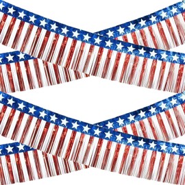 4th of July Decorations - 2 Pack Red White and Blue Streamer for 250th Anniversary America Merchandise | Fourth of July Accessories Party Favors for Outdoor Outside Home - Memorial Day Patriotic Flag Banner Decor,10 FT