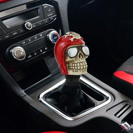 Arenbel Skull Shifter Lever Racing Knob Replacement Pilot Skeleton Gear Shift Stick Handle Fit Most Manual Automatic Transmission Cars, Red