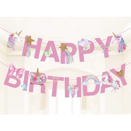 Unicorn Birthday Banner Unicorn Party Supplies Unicorn Birthday Party Banner Unicorn Banner for Baby Shower Kids Unicorn Happy Birthday Theme Decorations