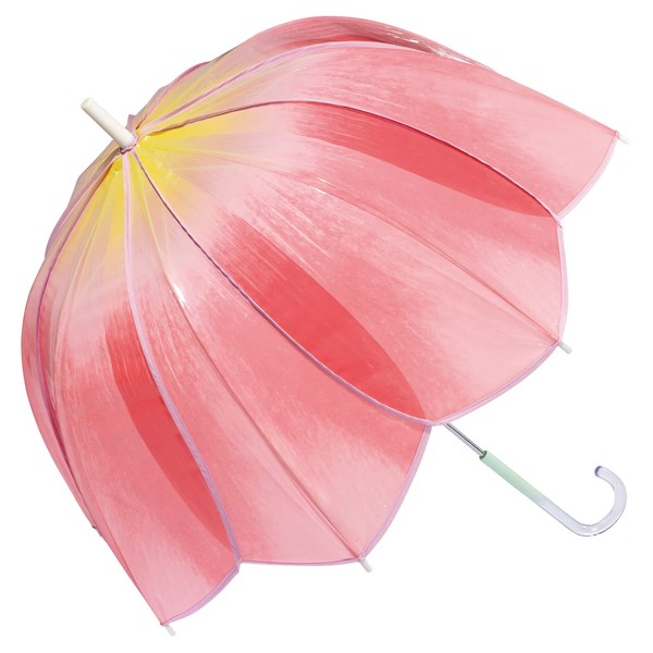 Wpc. PT-TU01-001 Rainy Umbrella, Vinyl Umbrella, Pink, Long Umbrella, Women's, Photogenic, Shiny, Flower, Domed, Durable, Stylish, Cute, Women’s