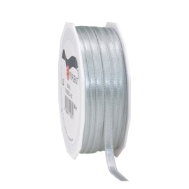 Prasent 6 mm 50 m Satin Double Face Ribbon Roll, Sterling Silver