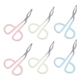 SAFIGLE 6Pcs Scissors Shaped Eyebrow Tweezers Portable Stainless Steel Eyebrow Clip Makeup Tool for Women Trimming for Home and Salon Use