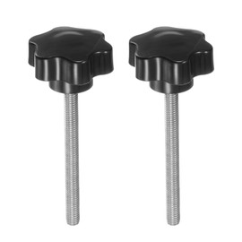 QUARKZMAN Pack of 2 Knurled Screws with Star Handle M8 x 90 mm x 46 mm Star Grip Screw Plastic Knob Stainless Steel 304 Threaded Bolts Clamping Screw Star Grip Nut Clamping Knob for Machine