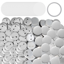 200 Sets 58mm/2.25" Button Maker Supplies, Complete DIY Supplies for Custom Buttons & Badges, Metal Covers, Metal Backs& Clear Film for Button Maker Machine, Pin Maker, Badge Button Press