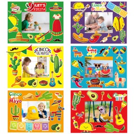 chiazllta 30 Packs Mexican Craft Kits for Kids Fiesta Party DIY Picture Frame Craft Cinco de Mayo Art Favor Home Classroom Game Activities for Festivals Carnivals