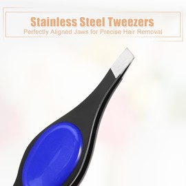 VOCOSTE Tweezers, Eyebrow Clip, Angled Tweezers, Eyebrow Tweezers, Nose Hair, Beard, Hair Removal, 3.8 x 0.6 inches (9.6 x 1.6 cm), Blue