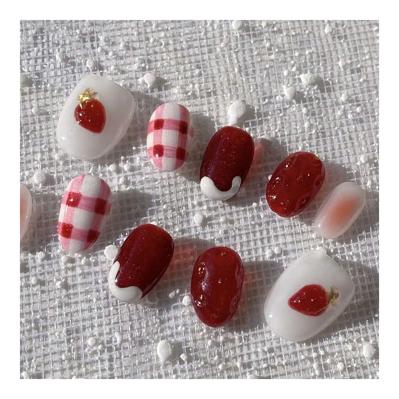 [Janef] Berry Berry StrawberryHandmade Nail Tips - No selection /