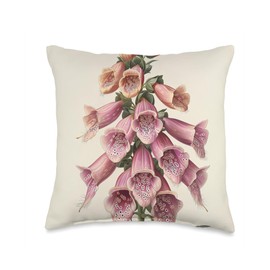 Digitalis Foxglove Flower Cottagecore Graphic Throw Pillow