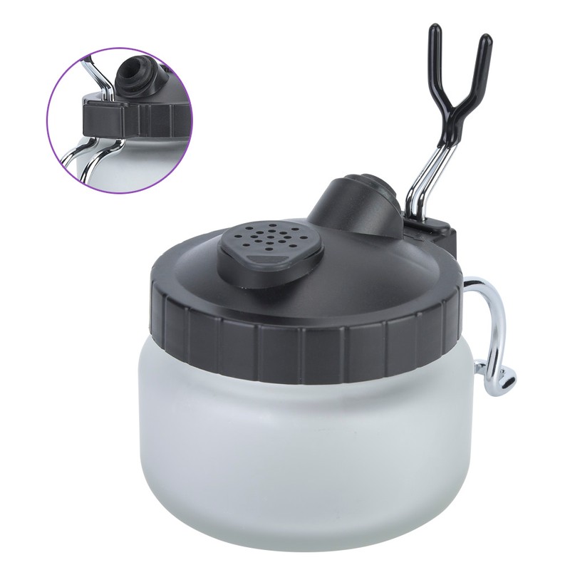 Airbrush Cleaning Pot Glass Steel and Plastic Made Paint Cleaning
