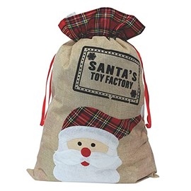 Widdle Gifts Ltd Christmas Hessian Present Sack with Picture 70x50cm - Santa Toy Factory 7132