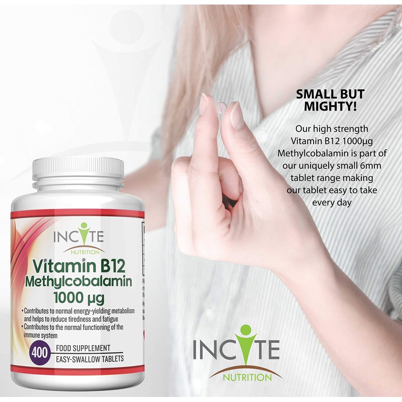 Vitamin B12 1000mcg | Methylcobalamin 400 Easy Swallow Vegan Tablets