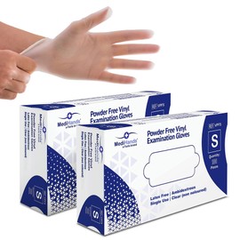 MediHands Clear Vinyl Gloves Small Disposable Surgical Gloves, Box of 200 Powder Free Latex Free & Protein Free, Medical Gloves, Food, Multi Use
