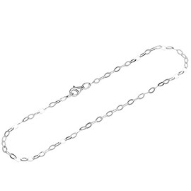 NKlaus Anklet 925 Sterling Silver 26 cm Anchor Chain Women's Anklet Rombus Flat 12787, Sterling Silver, No gemstone