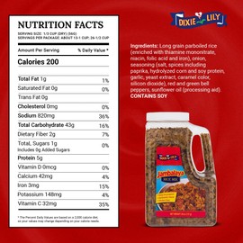 Dixie Lily Jambalaya Rice Mix - Long Grain Parboiled Rice with Bell Peppers, Onion & Spices, Enriched with Vitamins, Easy-to-Prepare - 26oz, 1 Pack
