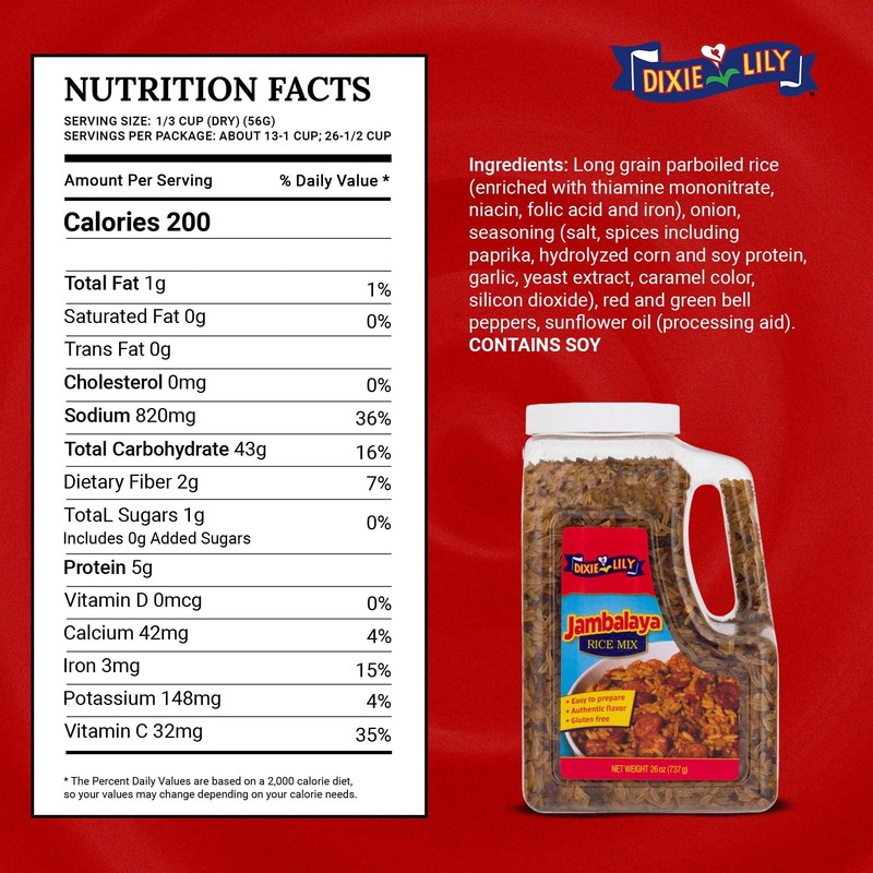 Dixie Lily Jambalaya Rice Mix - Long Grain Parboiled Rice