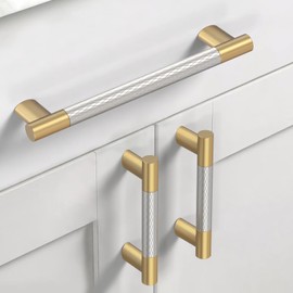 Coinkoly 10 Pack 5 Inch(128mm) Hole Center Cabinet Pulls Gold and Brush Satin Nickel Knurled Kitchen Cabinet Handles Drawer pulls for Kitchen Bathroom Closet Dresser Cabinets