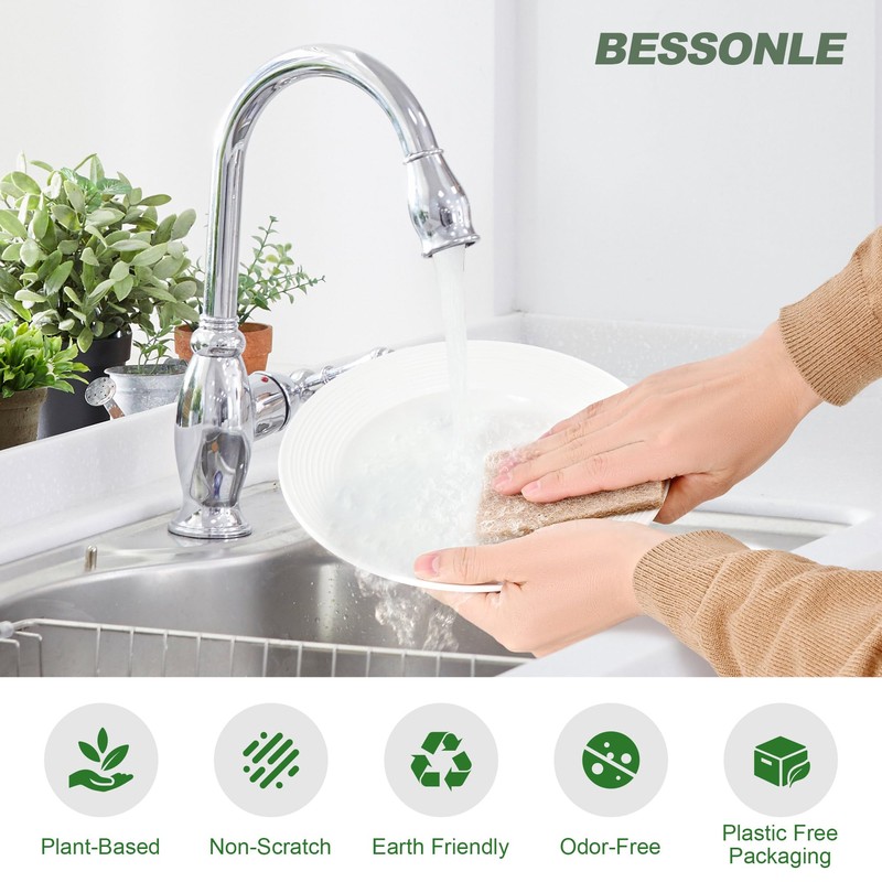BESSONLE 24 Pack Natural Scrub Kitchen Sponges - Coconut Husk