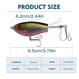 Bass Lures with Triple-Tail Propellers, Top Water Bass Fishing Lures - Fishing Lure for Freshwater and Saltwater, Ideal Bass Fishing Kit and Teaser Gift for Men
