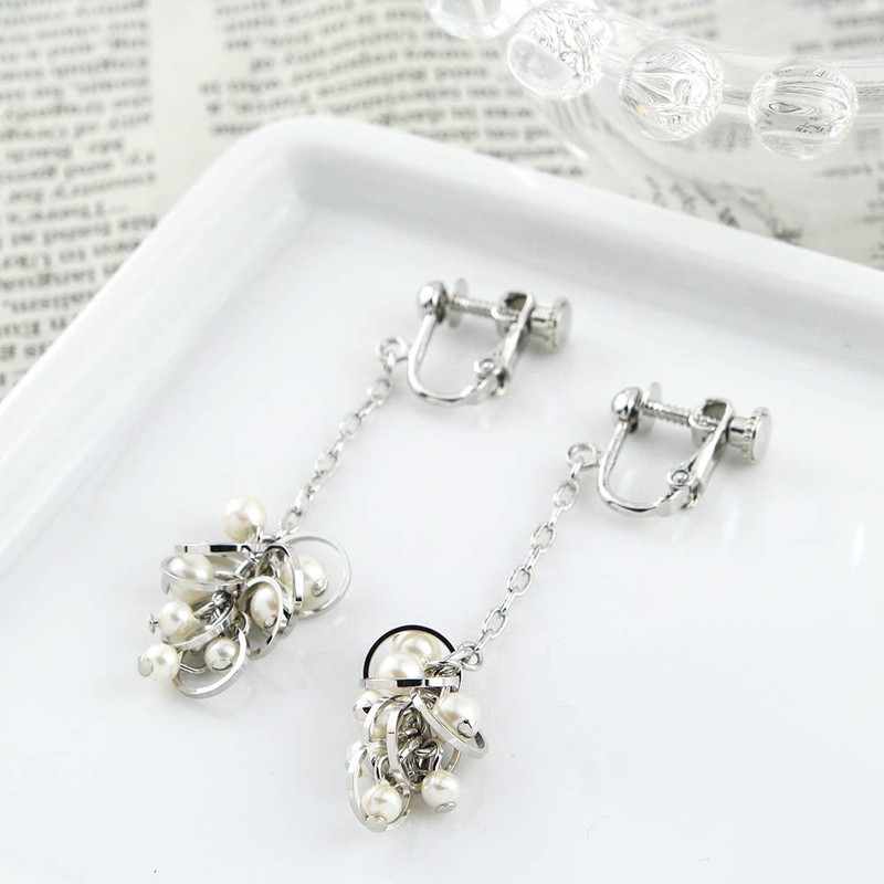 Jewelry Shop M e0050 Simple Women's Ring, Chain, Pearl, White,