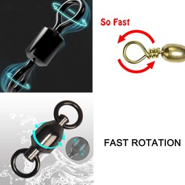 JSHANMEI 175 Stück Angelwirbel Snap Kit Kugellager Barrel Wirbel mit Duo Lock Sicherheitsschnaps, hohe Festigkeit Angelschnur Hakenverbinder Clips für Salzwasser Süßwasser