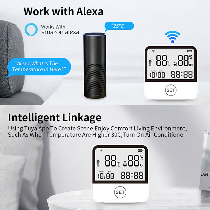 WiFi Temperature Humidity Monitor Smart Temperature & Humidity Sensor Meter