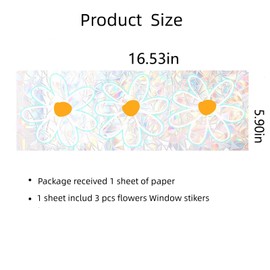 Trantranapa 3pcs Flowers Suncatchers Stickers for Glass Window Stickers Shiny Rainbow Prism Window Clings for Bird Strikes Charming Daisy Window Decals for Bird Strikes Prism Reusable (Flowers)