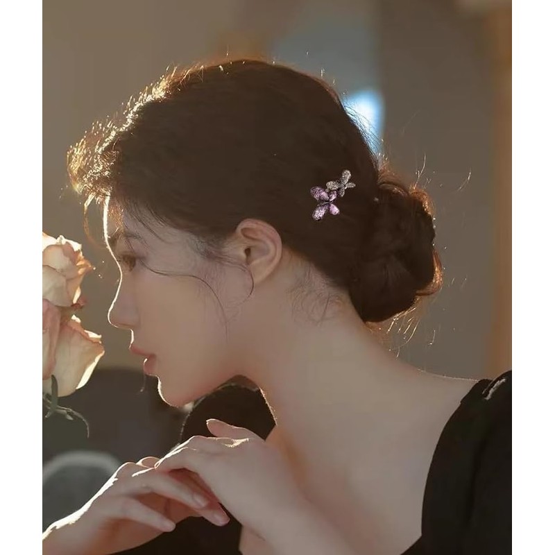 2 Pcs Butterfly Diamond Hair Clips, Exquisite Hollow Rhinestone Butterfly