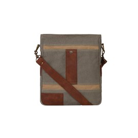 Mona B. Dakota Upcycled Canvas Shoulder Bag, Cameron Crossbody and Ryker Wallet with Vegan Leather Trim MD-5907 (Cameron-Crossbody Charcoal)