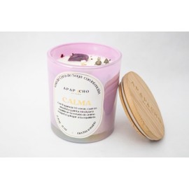 Fuwu, velas aromaticas relajantes de cera de soya con cuarzos naturales, velas decorativas hechas a mano con hierbas de olor, aromatizantes para hogar, regalos para mujer (Calma)