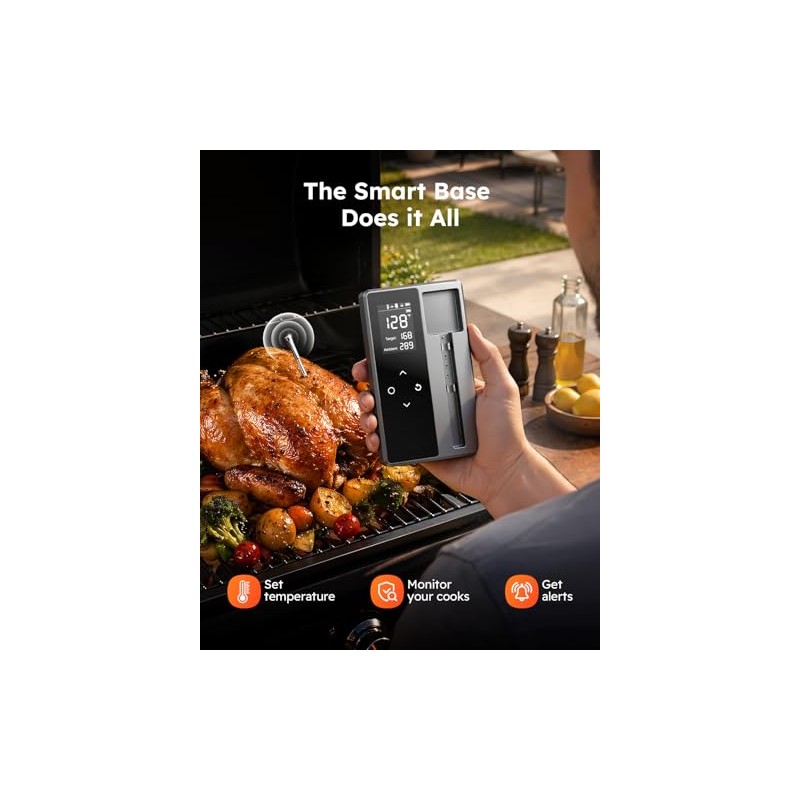 Termómetro inteligente inalámbrico Bluetooth para carne, base independiente, 6 sensores