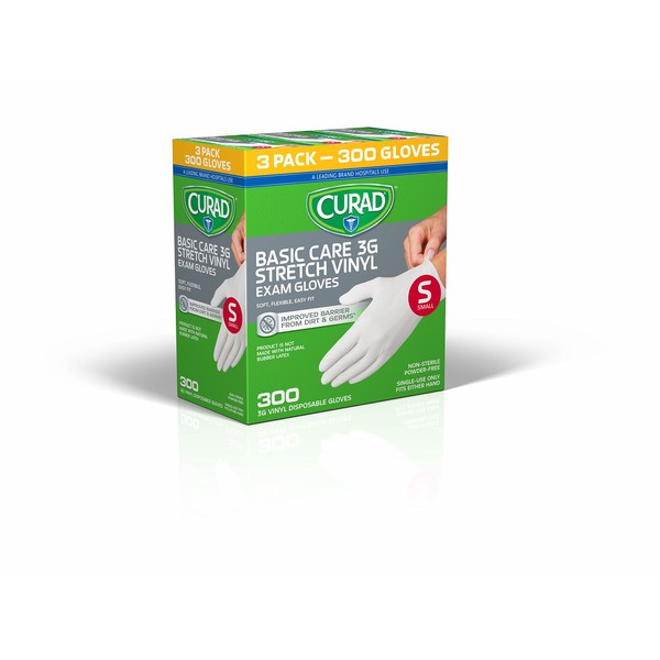 Curad - CUR3GT4R Disposable, Basic Care, 3G Stretch, Vinyl Exam, Gloves - Latex Free, Medical Grade, Non-Sterile, Powder Free, X-Large, 90 Count (3-Pack)