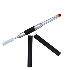 ZXUY Polygel Nail Brush and Picker Tool Dual-Ended 2 IN 1 Design Gel Nail Brush and Spatula Stainless Steel Tool for Nails Extension and Quick Building Gel (BK+PK+GD)