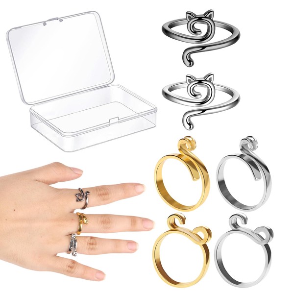 6pcs Crochet Ring for Finger Yarn Guide Adjustable, Metal Yarn