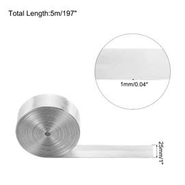 sourcing map Faux Leather Strips 1" Wide 197" Long Metallic Flat PU Leather Belt Strip Cord Soft Straps for Crafts Diy Sewing Traction Ropes, Silver