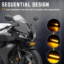 QUASCO 4Pcs Motorcycle Turn Signals Sequential LED Blinkers Front Rear Indicators Universal 12V Compatible with Harley Honda Kawasaki Suzuki Yamaha Scooter Quad Off Road Cruiser