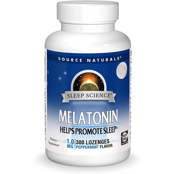 Source Naturals Sleep Science Melatonin 1 mg Peppermint Flavor - Helps Promote Sleep - 300 Lozenge Tablets