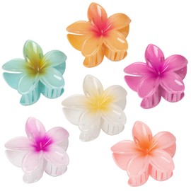 6 Pcs Flower Hair Clips for Women - Hawaiian Hair Claw Clips, Summer Beach Essentials Hair Accessories